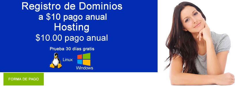 Registo de dominio .com a $9.99 pago anual hosting a $ 9.99 pago anual